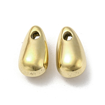 304 Stainless Steel Charms, Teardrop Charms, Real 14K Gold Plated, 12x6.5x6mm, Hole: 1.6mm