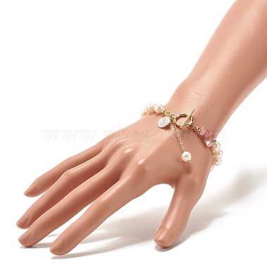 Bracelet en perles de quartz fraise naturelle(BJEW-TA00032-03)-3