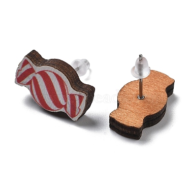 Wood Stud Earrings(EJEW-XCP0001-14)-3