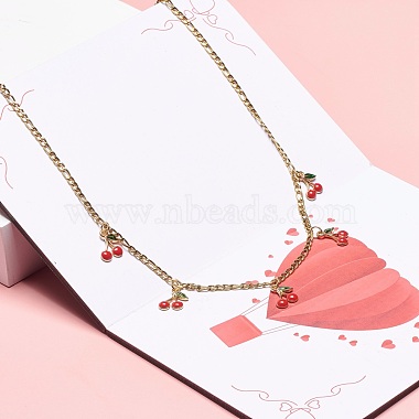 Dainty Cherry Alloy Enamel Pendant Necklace for Teen Girl Women(NJEW-JN03757-01)-3