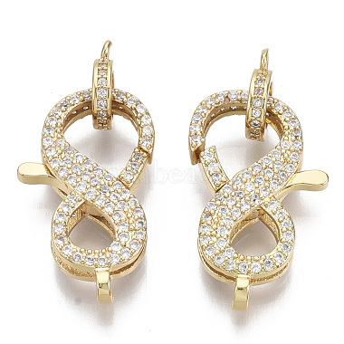 Brass Micro Pave Clear Cubic Zirconia Lobster Claw Clasps(ZIRC-S066-023-NF)-2