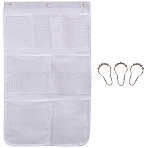 Oxford Cloth and Polyester Mesh Shower Organizer, 6 Pockets Hanging Storage Bags, White, 67x43x0.3cm(FIND-WH20019-92)