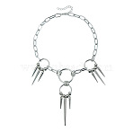 Punk Alloy Spike Cone Pendant Necklaces for Women, Platinum, 16.54 inch(42cm)(WG6CA62-01)