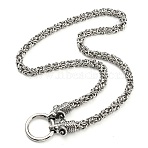 304 Stainless Steel Byzantine Chain Necklaces, Chainmaille Weaves Jewelry with 316L Surgical Stainless Steel  Sheep Clasps, Antique Silver & Stainless Steel Color, 24.02 inch(61cm)(NJEW-D046-04AS)