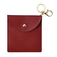 Imitation Leather Jewelry Storage Bags, with Alloy & Iron Keychain Clasps, Light Gold, Rectangle, Brown, 13x12x0.35cm Ring: 30x2mm, Clasps: 35x24x5(AJEW-WH0299-03LG-G)