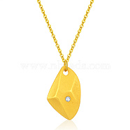 Stainless Steel Rhinestone Polygon Pendant Necklaces, with Cable Chains, Golden, 15.75 inch(40cm)(JX4099-1)