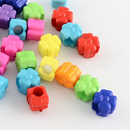Clover Acrylic European Beads, Large Hole Beads, Mixed Color, 10x10x8mm, Hole: 5mm, about 890pcs/500g(OPDL-Q127-M06)