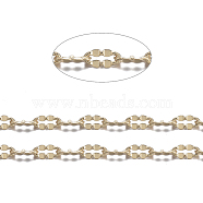3.28 Feet Real 18K Gold Plated Brass Dapped Chains, Cable Chains, Soldered, Flat Oval, 4x2x0.5mm(X-CHC-R126-09G)
