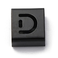 Ion Plating(IP) 304 Stainless Steel Square Slide Charms, Black, Letter D, 9x8x4mm, Hole: 3.5x8.5mm(STAS-L132-01D-B)