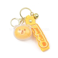 Cartoon Acrylic & PVC Small Animal Head Pendant Keychains, with Alloy Keychain Ring, for Bag Car Key Pendant Decoration, Bear, 120mm(KEYC-P014-A02)