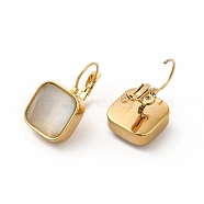 Ion Plating(IP) 304 Stainless Steel Leverback Earrings, Square Cat Eye Earrings for Women, Golden, White, 24x14x14mm, Pin: 0.8mm(EJEW-C017-02G-03)