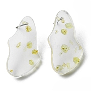 Resin Twist Teardrop Stud Earrings with Titanium Pins, White, 32x18mm(EJEW-D056-15P)
