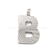 304 Stainless Steel Charms, Handmade Engrave Figure, Full Polished, Stainless Steel Color, Letter B, 14x8.5x2mm, Hole: 1.8mm(STAS-G345-01P-B)