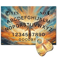 Printed Wood Pendulum Dowsing Divination Board Set, Rectangle Talking Board, with Planchette Accessories, Angel & Fairy, 11.2~30x9~21x0.5cm, 2pcs/set(DJEW-WH0324-068)