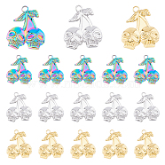 18Pcs 3 Colors Ion Plating(IP) 304 Stainless Steel Pendants, Skull Charm, Mixed Color, 25x21.5x3mm, Hole: 3mm, 6pcs/color(STAS-DC0014-08)