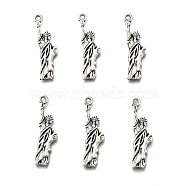 Tibetan Style Alloy Statue of Liberty Pendants, Cadmium Free & Lead Free, Antique Silver, 34x9.6x3mm, Hole: 2mm, about 333pcs/500g(TIBEP-Q043-152-RS)