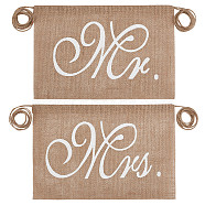 Mr and Mrs Burlap Chair Banners, Bride & Groom Chair Signs for Wedding Decorations, Engagement Party Supplies, Tan, 1350~1370mm, 2pcs/set(AJEW-WH0258-452)