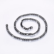 304 Stainless Steel Figaro Chain Necklaces, with Lobster Claw Clasps, Gunmetal, 20 inch(51cm), 5x1.5mm(NJEW-O102-13B)
