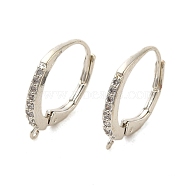 Brass Cubic Zirconia Leverback Earring Findings, with Horizontal Loop, 925 Sterling Silver Plated, 17x14x2mm, Hole: 1mm, pin: 0.7mm(KK-S340-43S)
