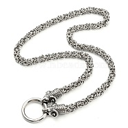 304 Stainless Steel Byzantine Chain Necklaces with 316L Surgical Stainless Steel  Sheep Clasps, Antique Silver & Stainless Steel Color, 24.02 inch(61cm)(NJEW-D046-04AS)