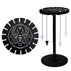 Wooden Wheel, Wooden Display Shelf, Black Holder Stand, Rustic Divination Pendulum Storage Rack, Witch Stuff, Cat Shape, Wheel: 120x8mm, 2pcs, Studdle: 288x12mm, 1pc(DJEW-WH0046-069)