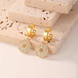 Geometric Hoop Earrings with High-end and Elegant Style,  Flat Round, Golden(LE2027-4)