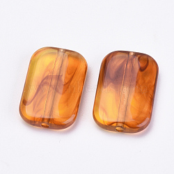 Acrylic Beads, Imitation Amber, Rectangle, Dark Orange, 22x14.5x4.5mm, Hole: 1.5mm, about 390pcs/500g(OACR-S016-34)