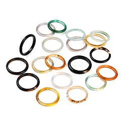 Dyed & Heated Natural Agate Finger Rings for Women, Mixed Color, 2.5~3mm, Inner Diameter: 17~18mm(RJEW-Z075-01A)