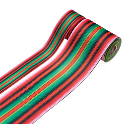 2Rolls 2 Styles Stripe Pattern Printed Polyester Grosgrain Ribbon, for DIY Bowknot Accessories, Colorful, 1roll/style(OCOR-TA0001-37J)