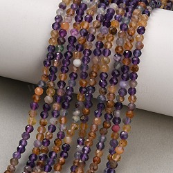 Natural Purple Fluorite Beads Strands, Faceted Round, 3~3.5mm, Hole: 0.7mm, about 128pcs/strand, 15.35 inch(39cm)(GG-CBA753B-A01-3mm)