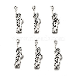 Tibetan Style Alloy Statue of Liberty Pendants, Cadmium Free & Lead Free, Antique Silver, 34x9.6x3mm, Hole: 2mm, about 333pcs/500g(TIBEP-Q043-152-RS)