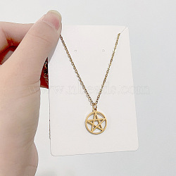 Stainless Steel Pendant Necklaces, Real 18K Gold Plated, Star, 17.72 inch(45cm)(FS-WG87B81-04)