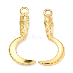 304 Stainless Steel Pendants, Sickle Charm, Real 18K Gold Plated, 28.5x12x2mm, Hole: 2mm(X-STAS-Z041-30G)