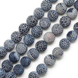 Natural Weathered Agate Bead Strands, Frosted, Dyed, Round, Gray, 7.5~8mm, Hole: 1.2~1.4mm, about 49pcs/strand, 15.5 inch(X-G-S237-8mm-05)