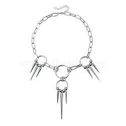 Punk Alloy Spike Cone Pendant Necklaces for Women, Platinum, 16.54 inch(42cm)(WG6CA62-01)