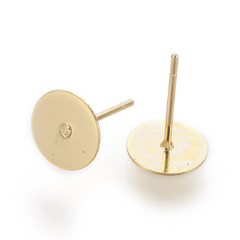 202 Stainless Steel Stud Earring Findings, with 304 Stainless Steel Pins, Real 24k Gold Plated, 12x8mm, Pin: 0.7mm