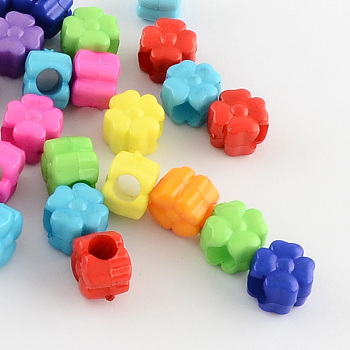 Clover Acrylic European Beads, Large Hole Beads, Mixed Color, 10x10x8mm, Hole: 5mm, about 890pcs/500g