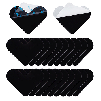 PU Plastic Rug Grippers, Adhesive Non-Slip Carpet Fixing Floor Stickers, Heart, Black, 45x60x2mm, 20pcs/set