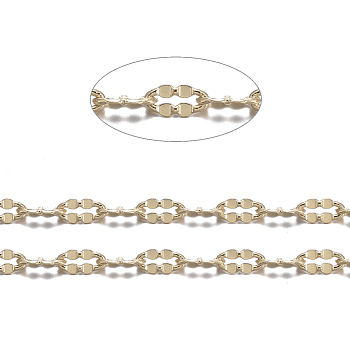 3.28 Feet Real 18K Gold Plated Brass Dapped Chains, Cable Chains, Soldered, Flat Oval, 4x2x0.5mm
