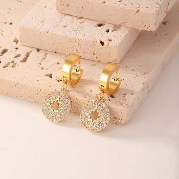 Geometric Hoop Earrings with High-end and Elegant Style,  Flat Round, Golden