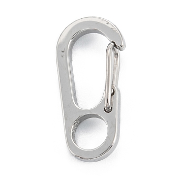 304 Stainless Steel Push Gate Snap Keychain Clasp Findings, Stainless Steel Color, 21x10x5mm, Hole: 5mm