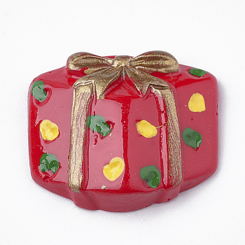 Opaque Resin Cabochons, Gift Boxes, Red, 20.5x23x6mm