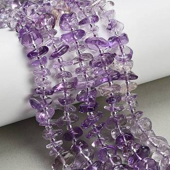Natural Amethyst Beads Strands, Nuggets, with Seed Beads, Grade A, 7~11x7~11x1.5~5mm, Hole: 0.7~1mm, about 77~80pcs/strand, 15.35''~15.75''(39~40cm)