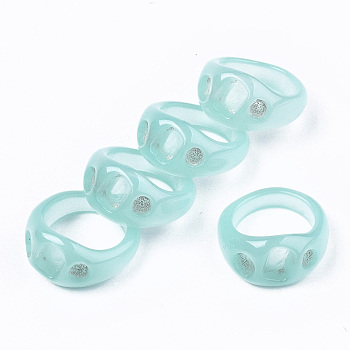 Resin Finger Rings, Imitation Jelly, Sky Blue, US Size 7(17.3mm)