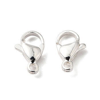 304 Stainless Steel Lobster Claw Clasps, 925 Sterling Silver Plated, 11x7x3mm, Hole: 1.4mm