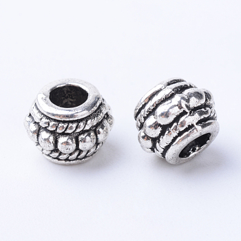 Tibetan Style Alloy Beads, Rondelle, Cadmium Free & Nickel Free & Lead Free, Antique Silver, 8x6.5mm, Hole: 3~3.5mm, about 950pcs/1000g