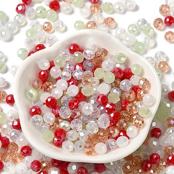 Glass Beads, Faceted, Rondelle, Dark Orange, 6x5mm, Hole: 1mm, about 280pcs/60g