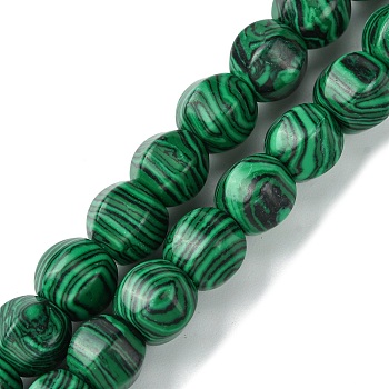 Synthetic Malachite Beads Strands, Faceted, Round, 10mm, Hole: 1.3mm, about 40pcs/strand, 16.14~16.22''(41~41.2cm)