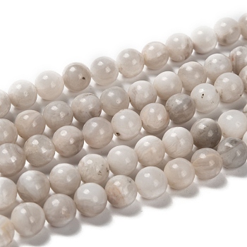 Natural Crazy Agate Bead Strands, Round, White, 8mm, Hole: 1mm, about 44pcs/strand, 14.9 inch~15.1 inch