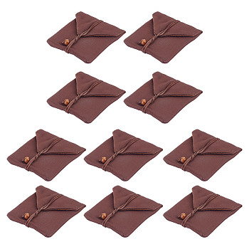 Cloth Bracelet Storage Envelope Bags with Velvet Inside, Rectangle, Coconut Brown, 9.5~10x9~9.5x0.4~0.7cm